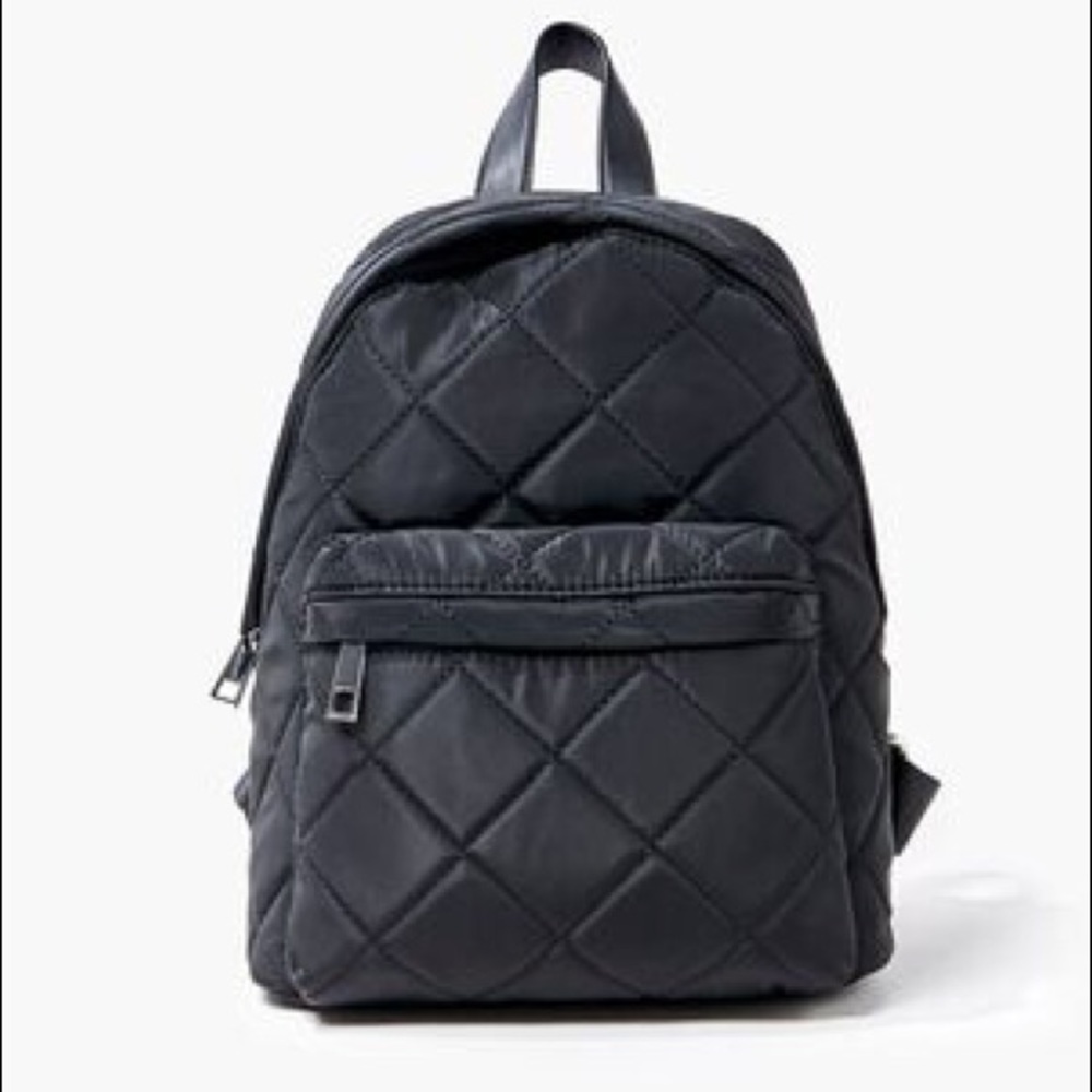 Forever 21 Black Quilted Zip Up Small Backpack 🎒 New NWT